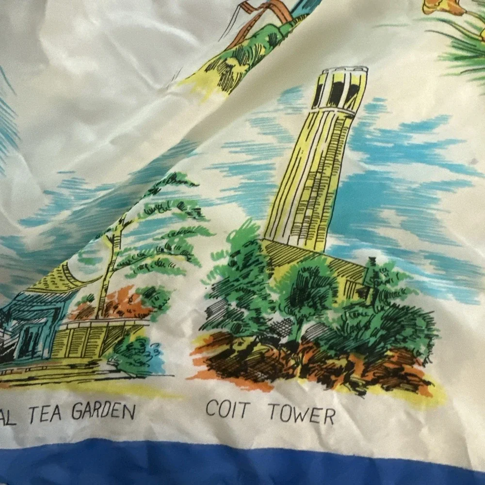 VTG San Francisco‎ Souvenir Scarf Cable Car Golden Gate Bridge Landmarks Travel